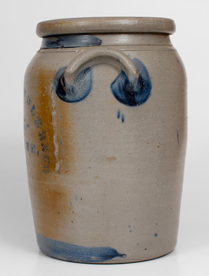 Three-Gallon KNOTTS, SWINDLER & CO / PALATINE, / W. VA Cobalt-Decorated Stoneware Jar