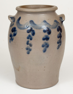 Attrib. John Swann, Alexandria, Virginia Stoneware Jar w/ Cobalt Drape Decoration
