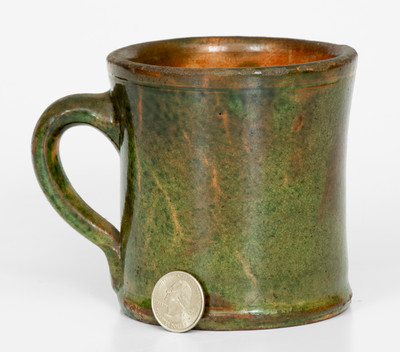 Scarce Copper-Glazed Strasburg, Virginia Redware Mug