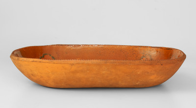 Slip-Decorated Redware Loaf Dish, PA or NJ origin, 19th century