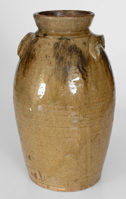 Rare Two-Gallon Bacon Level, Alabama Stoneware Jar or Churn w/ Alkaline Glaze and Iron-Oxide Decoration