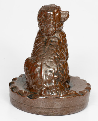 Rare William E. Arblaster, Clarion County, PA, 1894 Albany-Slip-Glazed Stoneware Presentation Dog Doorstop