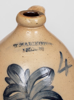 Rare Four-Gallon Thompson Harrington, Lyons, NY Stoneware Jug w/ Misspelled Maker s Mark
