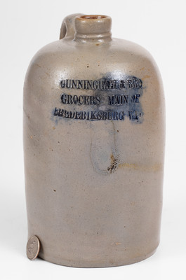 Rare Half-Gallon Fredericksburg, VA Stoneware Advertising Jug, Baltimore, MD origin, circa 1875