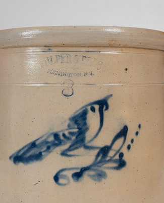 Unusual FULPER & BROS / FLEMINGTON, N.J. Three-Gallon Stoneware Bird Crock