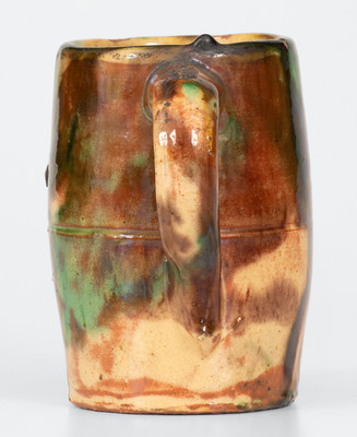 Multi-Glazed Redware Mug, Shenandoah Valley origin (Strasburg, Virginia)