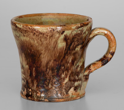 Exceptional BAECHER / WINCHESTER, VA Redware Mug, Anthony Bacher, circa 1880