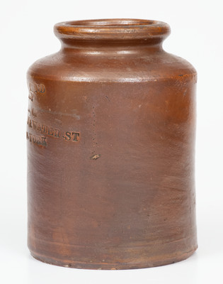Fine Small-Sized New York City Stoneware Druggist s Jar