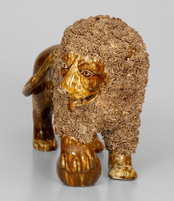 Flint Enamel Figure of a Lion, attrib. Lyman, Fenton & Co., Bennington, VT, circa 1849-1852