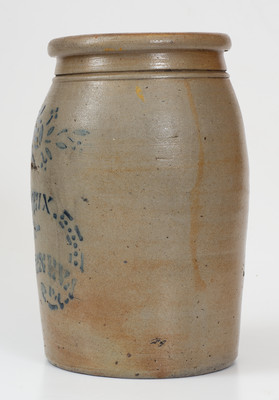 J.E. ENEIX / NEW GENEVA / PA Cobalt-Decorated Stoneware Jar, circa 1875