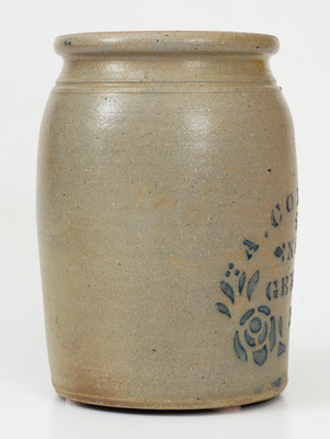 A. CONRAD / NEW GENEVA / PA Cobalt-Decorated Stoneware Jar