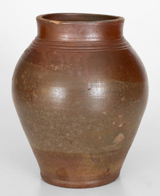 BOSTON Iron-Decorated Stoneware Jar (Frederick Carpenter, Charlestown, MA, early 19th century)