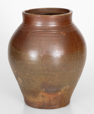BOSTON Iron-Decorated Stoneware Jar (Frederick Carpenter, Charlestown, MA, early 19th century)