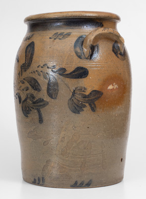 Four-Gallon Western Pennsylvania Stoneware Jar w/ Elaborate Cobalt Floral Decoration
