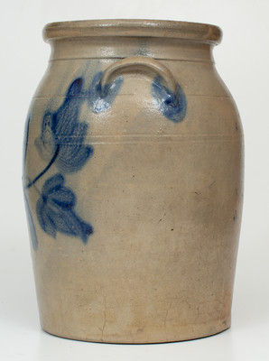 3 Gal. Western PA Stoneware Jar w/ Elaborate Cobalt Floral Decoration