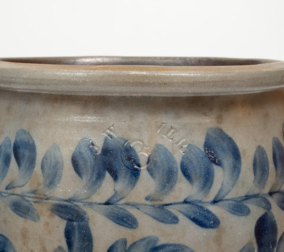 3 Gal. J. WEAVER, Beaver, PA, Stoneware Jar w/ Elaborate Cobalt Floral Decoration