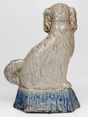 Midwestern Stoneware Spaniel on Cobalt Base, Anna Pottery / Texarkana Pottery School