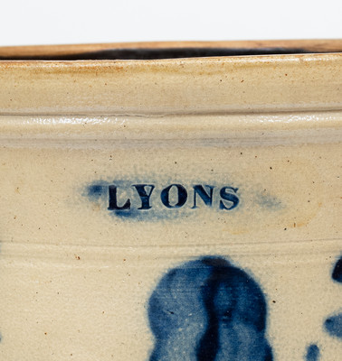 2 Gal. LYONS Stoneware Jar with Cobalt Floral Decoration, circa 1860
