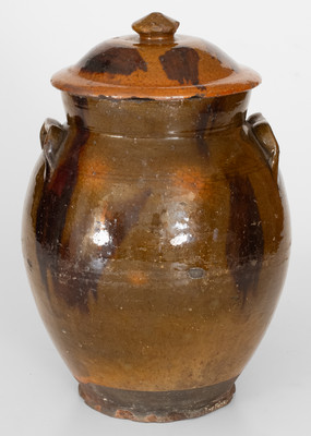 Manganese-Decorated Redware Jar w/ Lid, probably New Jersey, circa 1840