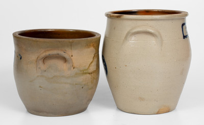 Two Cobalt-Decorated Stoneware Jars, NJ origin, 19th century