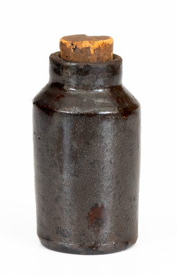 Unusual Redware Ink Bottle w/ Bethania, Lancaster County, PA Paper Label