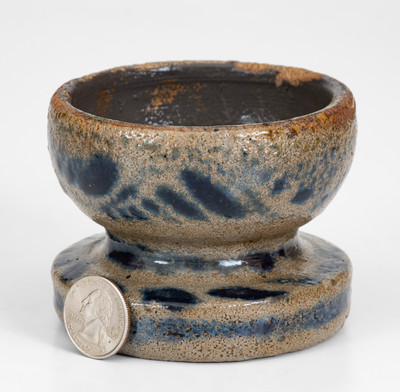 Very Fine Shinnston, WV Stoneware Master Salt w/ Profuse Cobalt Decoration
