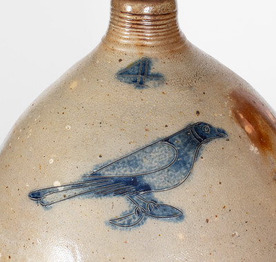4 Gal. Connecticut Stoneware Jug w/ Incised Bird Decoration, circa 1815
