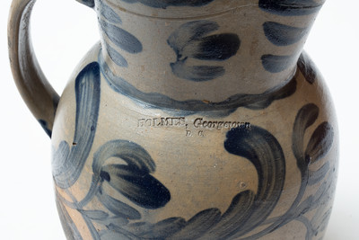 Very Important Newly Discovered HOLMES, Georgetown, D.C. Stoneware Pitcher, circa 1820