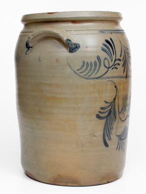 Fine Four-Gallon Morgantown Stoneware Jar w/ Elaborate Foliate Decoration, David Greenland Thompson