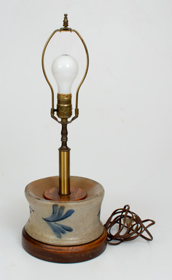 R.C.R. (Richard Remmey, Philadelphia, PA) Stoneware Spittoon Converted to a Lamp