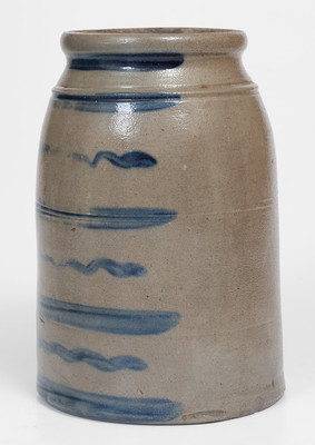 Scarce Eight-Stripe Western Pennsylvania Stoneware Canning Jar