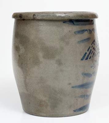 Exceptional Western PA Stoneware Cream Jar w/ Stenciled Eagle, attrib. Stephen Ward, West Brownsville