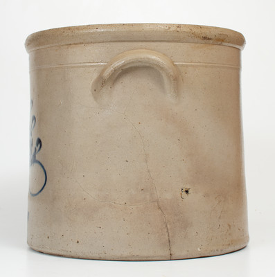 Rare 5 Gal. A. O. WHITTEMORE / HAVANA, NY Stoneware Crock w/ Fruit-in-Compote Decoration