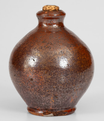 Unusual Glazed Redware Vase w/ Parker (Greenwood, PA) Family Provenance