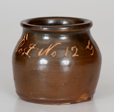 Heavily-Inscribed Miniature Stoneware Jar for Norwalk, CT G.A.R. Post, 1883