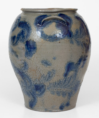 Outstanding Ovoid Baltimore Stoneware Jar w/ Elaborate Decoration, circa 1820