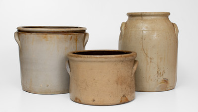 Lot of Three: New England Stoneware Jars w/ Floral Decoration