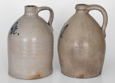 Lot of Two: Northeastern U.S. Stoneware Jugs with Cobalt Initials