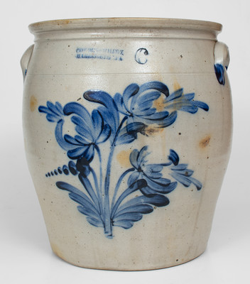 6 Gal. COWDEN & WILCOX / HARRISBURG, PA Stoneware Jar w/ Elaborate Floral Decoration