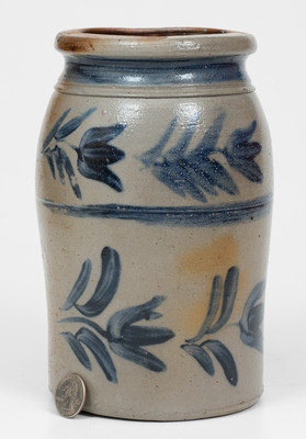Outstanding Small-Sized attrib. Henry Atchison (New Geneva, PA) Stoneware Jar w/ Elaborate Decoration