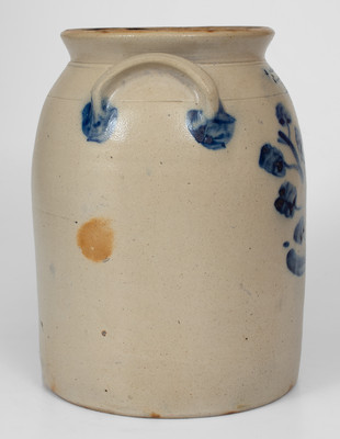 3 Gal. J. MANTELL / PENN YAN Stoneware Jar w/ Elaborate Floral Decoration