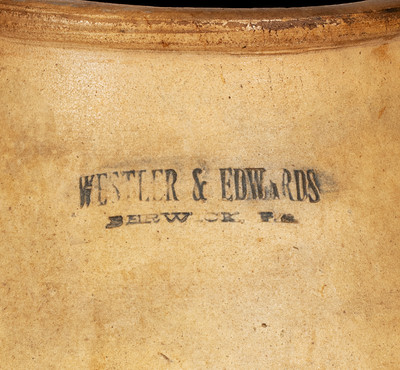 Extremely Rare WESTLER & EDWARDS / BERWICK, PA Decorated Stoneware Batter Pail