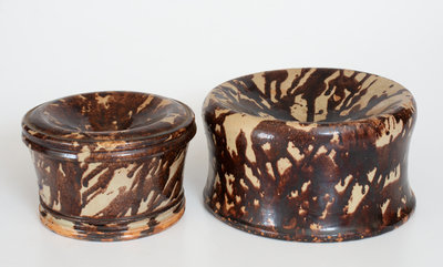 Two Glazed Redware Spittoons, American, second half 19th century