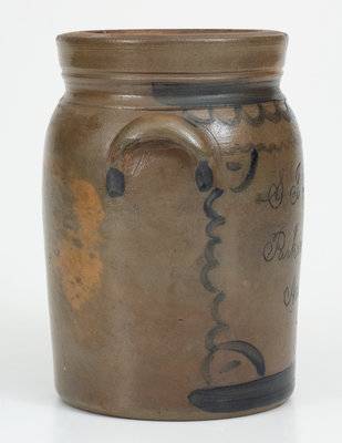 Outstanding Small-Sized Parkersburg, WV Stoneware Presentation Jar, attrib. Donaghho