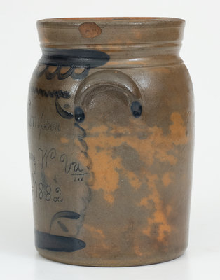 Outstanding Small-Sized Parkersburg, WV Stoneware Presentation Jar, attrib. Donaghho