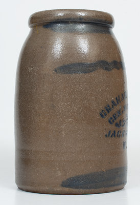 JACKSON COURT HOUSE, W. VA Stoneware Advertising Canning Jar