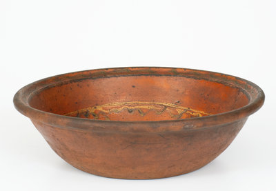 Unusual Slip-Decorated Redware Bowl Marked 
