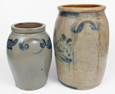 Lot of Two: Baltimore, MD and Western PA Stoneware Jars w/ Floral Decoration