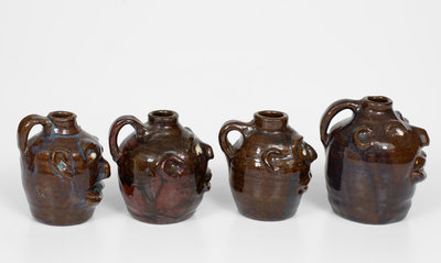 Lot of Four: Small-Sized Marie Rogers Face Jugs