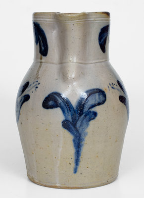 Fine JOHN BELL / WAYNESBORO Stoneware Pitcher w/ Cobalt Floral Decoration